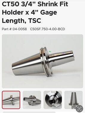CT50 3/4" Shrink Fit Holder x 4" Gauge Length -